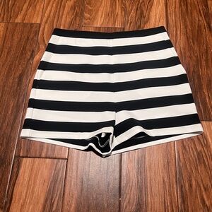 Express Black and White Striped High Waist Shorts